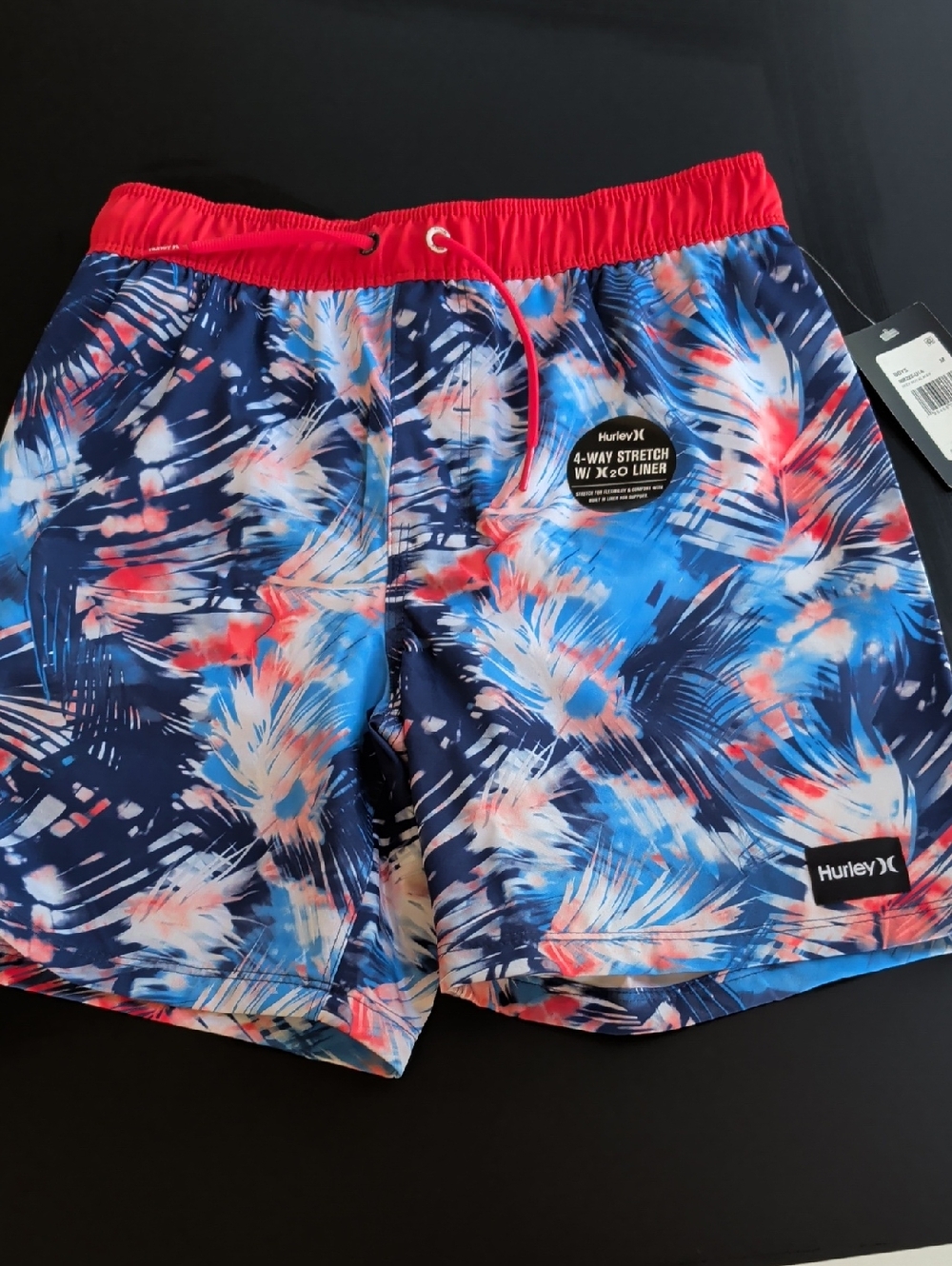 Hurley Navy and Red Tropical Swim Shorts (Boys 10-12)